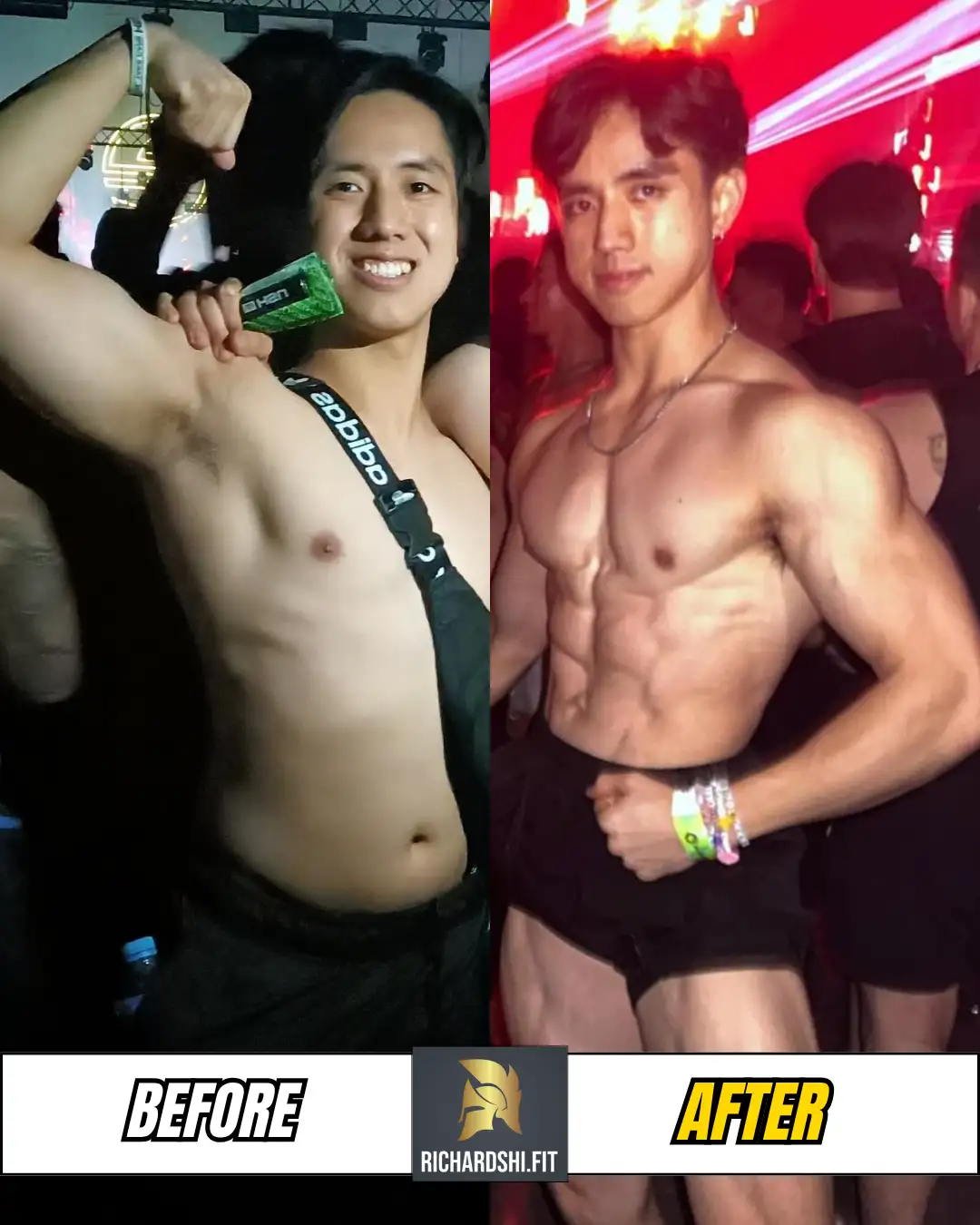Richard's own before-and-after physique transformation