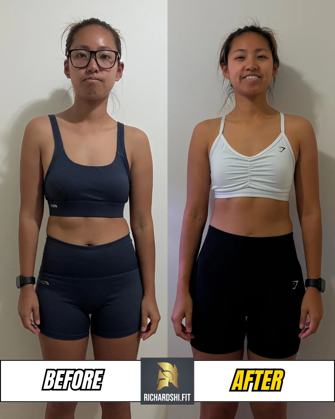 Cindy's before-and-after transformation · Front