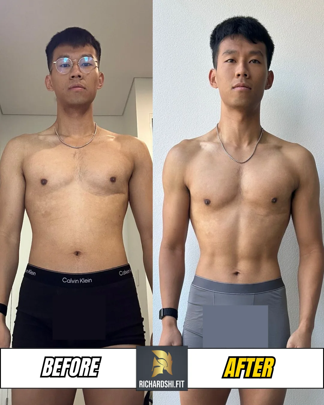 Raymond's before-and-after transformation · Front
