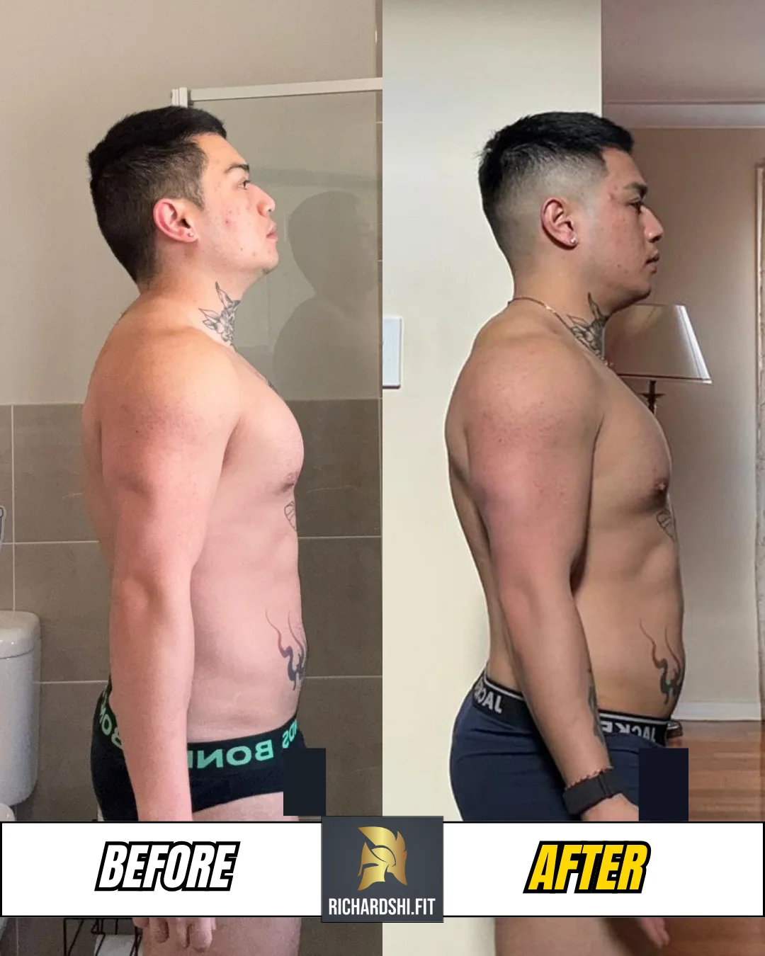 Scott's before-and-after transformation · Side